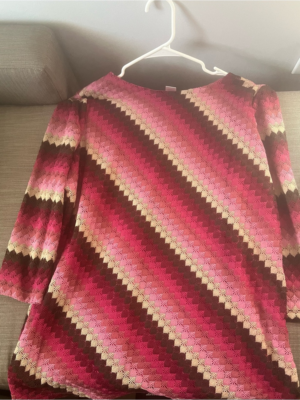 Women's Pink Chevron Knit Top - Striped Pattern